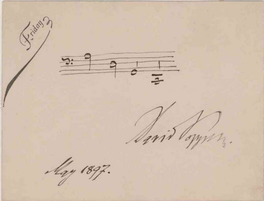 Popper, David - Autograph Musical Quotation Signed